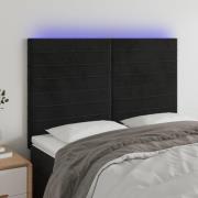 vidaXL Sänggavel LED svart 144x5x118/128 cm sammet