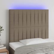 vidaXL Sänggavel LED taupe 90x5x118/128 cm tyg