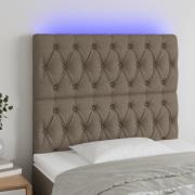 vidaXL Sänggavel LED taupe 100x7x118/128 cm tyg