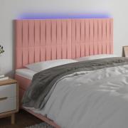 vidaXL Sänggavel LED rosa 160x5x118/128 cm sammet