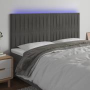 vidaXL Sänggavel LED mörkgrå 160x5x118/128 cm sammet