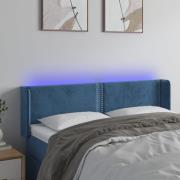 vidaXL Sänggavel LED mörkblå 147x16x78/88 cm sammet