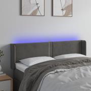 vidaXL Sänggavel LED mörkgrå 147x16x78/88 cm sammet