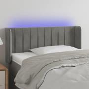 vidaXL Sänggavel LED ljusgrå 103x16x78/88 cm sammet