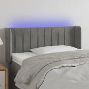 vidaXL Sänggavel LED ljusgrå 93x16x78/88 cm sammet