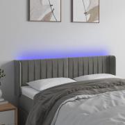 vidaXL Sänggavel LED ljusgrå 147x16x78/88 cm sammet