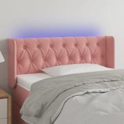 vidaXL Sänggavel LED rosa 103x16x78/88 cm sammet