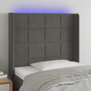 vidaXL Sänggavel LED mörkgrå 93x16x118/128 cm sammet