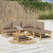 vidaXL Loungegrupp 6 delar taupe dynor bambu