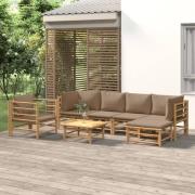 vidaXL Loungegrupp 7 delar taupe dynor bambu