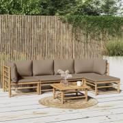 vidaXL Loungegrupp 6 delar taupe dynor bambu