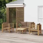 vidaXL Loungegrupp 5 delar taupe dynor bambu