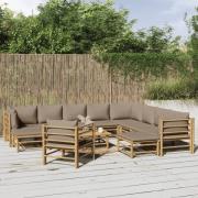 vidaXL Loungegrupp 12 delar taupe dynor bambu