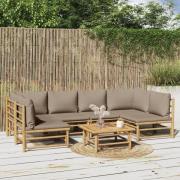 vidaXL Loungegrupp 7 delar taupe dynor bambu