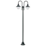 vidaXL Lyktstolpe för trädgård E27 220 cm aluminium 2 lyktor mörkgrön