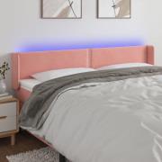 vidaXL Sänggavel LED rosa 163x16x78/88 cm sammet