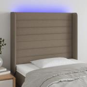 vidaXL Sänggavel LED taupe 103x16x118/128 cm tyg