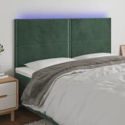 vidaXL Sänggavel LED mörkgrön 200x5x118/128 cm sammet