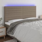 vidaXL Sänggavel LED taupe 160x5x118/128 cm tyg