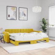 vidaXL Dagbädd utdragbar med madrasser gul 80x200 cm sammet