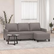 vidaXL 3-sitssoffa med fotpall taupe 180 cm tyg