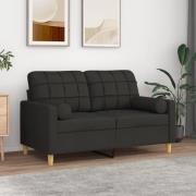 vidaXL 2-sits soffa med prydnadskuddar svart 120 cm tyg