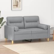 vidaXL 2-sits soffa med prydnadskuddar ljusgrå 120 cm tyg