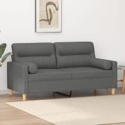 vidaXL 2-sits soffa med prydnadskuddar mörkgrå 140 cm tyg