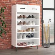 vidaXL Skoskåp vit högglans 60x35x105 cm konstruerat trä
