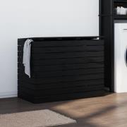 vidaXL Tvättkorg svart 88,5x44x66 cm massiv furu