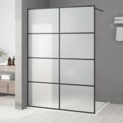 vidaXL Duschvägg svart 140x195 cm halvfrostat ESG-glas