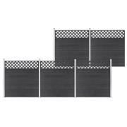 vidaXL WPC-staketpaneler 5 fyrkantiga 872x185 cm grå