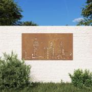 vidaXL Väggdekoration 105x55 cm rosttrögt stål stadsdesign