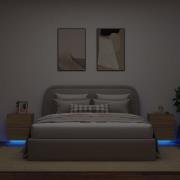 vidaXL Sängbord med LED-lampor 2 st sonoma-ek konstruerat trä