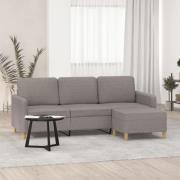 vidaXL 3-sitssoffa med fotpall taupe 180 cm tyg