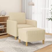 vidaXL Fåtölj med fotpall Gräddvit 60 cm tyg