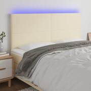 vidaXL Sänggavel LED gräddvit 160x5x118/128 cm konstläder