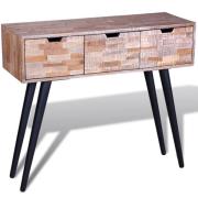 vidaXL Konsolbord med 3 lådor återvunnen teak
