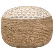 vidaXL Handgjord sittpuff vit 45x30 cm jute