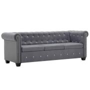 vidaXL Chesterfieldsoffa 3-sits sammet 199x75x72 cm grå