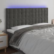 vidaXL Sänggavel LED mörkgrå 160x5x118/128 cm sammet