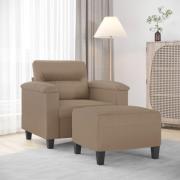 vidaXL Fåtölj med fotpall Cappuccino 60 cm konstläder
