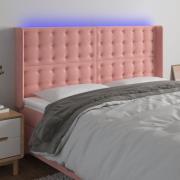 vidaXL Sänggavel LED rosa 203x16x118/128 cm sammet