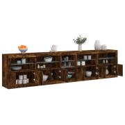 vidaXL Skänk med LED-belysning rökfärgad ek 283x37x67 cm