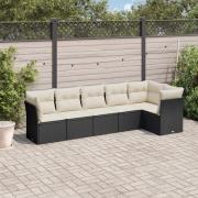 vidaXL Loungegrupp med dynor 6 delar svart konstrotting