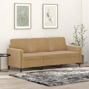 vidaXL 3-sitssoffa brun 180 cm sammet
