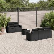 vidaXL Loungegrupp med dynor 6 delar svart konstrotting