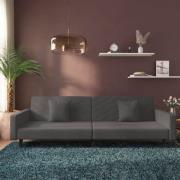 vidaXL Bäddsoffa 2-sits med två kuddar mörkgrå sammet