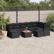 vidaXL Loungegrupp 10 delar med svarta dynor konstrotting