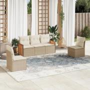 vidaXL Soffgrupp för trädgården med dynor 5 delar beige konstrotting